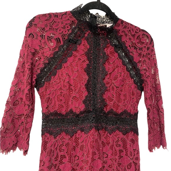 L’atiste Burgundy/Black Lace Dress Size Small - Picture 2 of 8